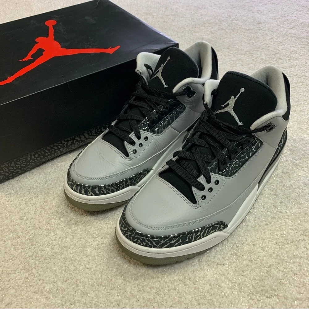 Nike Air Jordan 3 III Retro Wolf Grey Metallic Sliver Cement Men’s Size 9 & Box - Picture 1 of 8